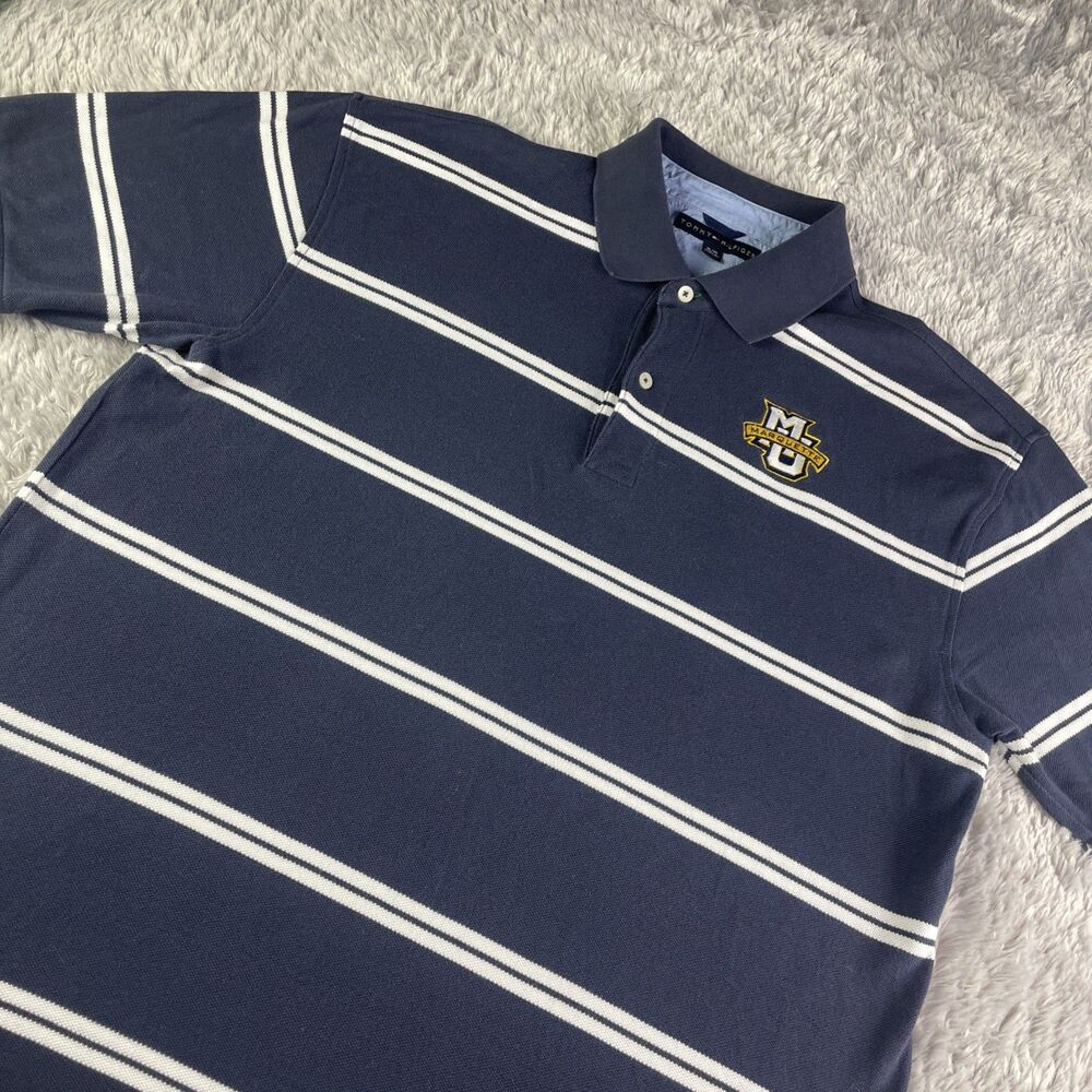 Marquette Golden Eagles Polo Shirt Mens Extra Large Blue White Tommy Hifiger